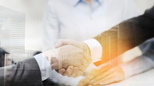 Business people shaking hands slide background picture