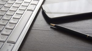 Pen keyboard mobile phone office desktop PPT background picture