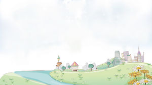 Cartoon town building PPT background picture