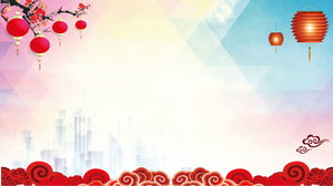 Plum Lantern Xiangyun Spring Festival New Year PPT background picture