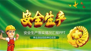 Templat PPT pelatihan manajemen produksi perusahaan keselamatan kartun hijau