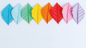 カラー折り紙リーフPPT背景画像