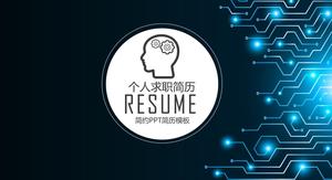 Template PPT resume pribadi industri teknologi TI dengan latar belakang sirkuit