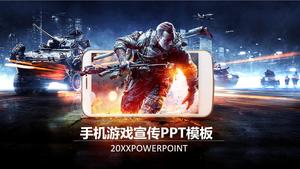科技战争主题手机游戏推广PPT模板