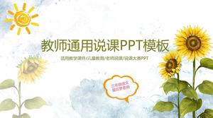 Handgemalte PPF-Vorlage der offenen Klasse des Sonnenblumenhintergrundlehrers sprechen Klasse
