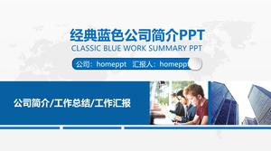 Mavi dinamik pratik şirket profili PPT şablonu