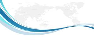 Imagen de fondo PPT de curva elegante azul y mapa mundial