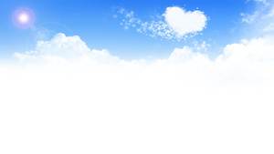Aşk kalp şekli beyaz bulut PPT arka plan resmi