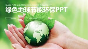 Environmental protection PPT template on green earth background