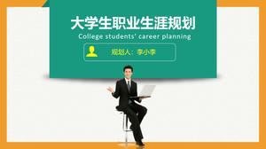 Green and orange color college student career plan PPT template