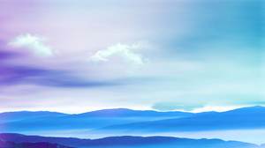 青い美しい山PPT背景画像