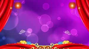 Curtain lantern auspicious cloud new year theme PPT background picture
