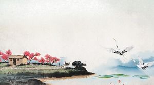 Imagens de fundo de PPT de estilo chinês de tinta clássica de quatro