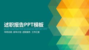 PPT-Vorlage des Mitarbeiterberichts auf buntem polygonalem Hintergrund