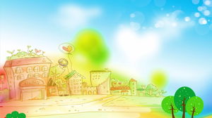 Цветной мультфильм ручная роспись фоновый рисунок PPT