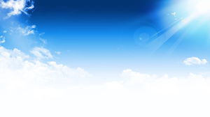 Güneşli mavi gökyüzü ve beyaz bulutlar PPT arka plan resmi
