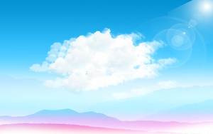 Imagen de fondo PPT de cielo azul y nubes blancas montañas púrpuras