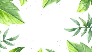 水彩緑の葉PPT背景画像