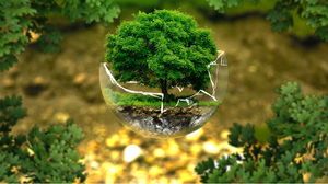 Green tree PPT background picture