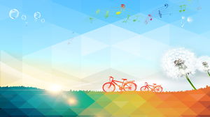 PPT background picture of flat dandelion bicycle