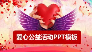Plantilla PPT de caridad de amor sobre fondo rojo de amor