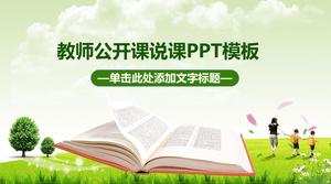 Plantilla PPT de clase abierta para maestros con fondo de libro de texto de hierba