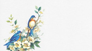 Elegante imagen de fondo PPT de flores y pájaros