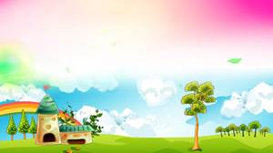 Color cartoon hand-painted slide background picture