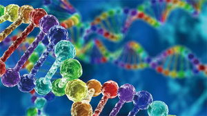 Imagen de fondo PPT de cadena de genes de ADN de color