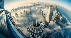 Cidade de Dubai, construção de imagem de fundo PPT