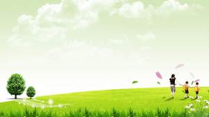 Green grass PPT background picture