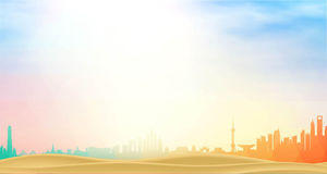 صورة ظلية المدينة الذهبية PPT الخلفية الخلفية