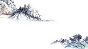 Imagem de fundo de ppt de estilo chinês de paisagem de tinta