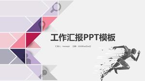 Purple polygon runner background work report PPT template