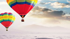 Imagine de fundal PPT cu balon cu aer cald pe cer