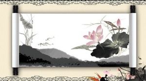 Five reel ink Chinese style classical PPT background pictures