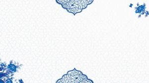 Quatre images d'arrière-plan PPT de style chinois bleu et blanc classique