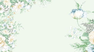 两朵绿色清新美丽的花朵艺术PPT背景图片