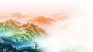 Color rendering of the Great Wall PPT background picture