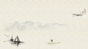 漂流河上的中国水墨风格的两张PPT背景图片