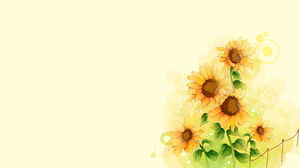 Vier schöne handgemalte Sonnenblumen-PPT-Hintergrundbilder