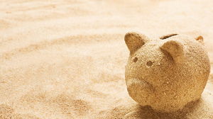 Gambar latar belakang PPT industri manajemen keuangan dengan sedikit latar belakang babi emas