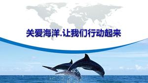 Caring for marine environmental protection promotion PPT template download
