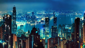 街の夜景PowerPointの背景画像