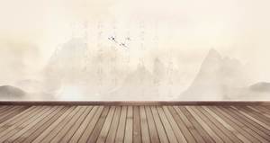 Ink painting wood board PPT background picture