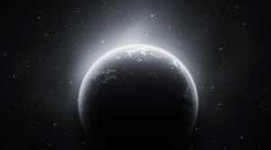 Gambar latar belakang PPT planet hitam dan putih yang indah