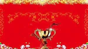 Red trophy awards celebration ppt background picture