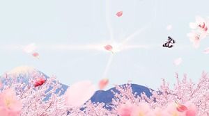PPT Hintergrundbilder von Pfirsichblüten und Schmetterlingen, die schön fliegen