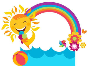 彩虹太阳边框PPT背景图片