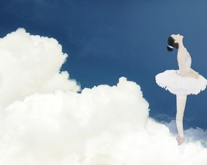 ภาพพื้นหลัง PPT ของหญิงสาวที่เต้นบนท้องฟ้า